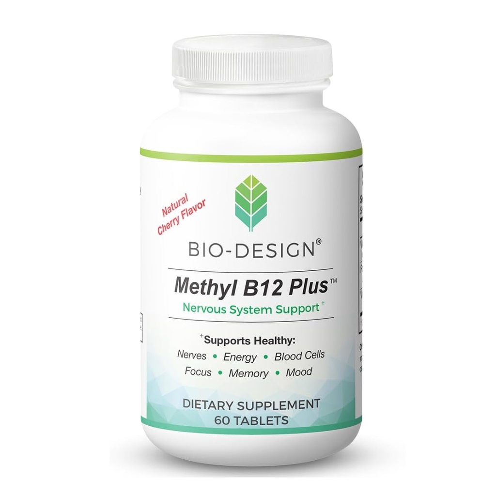 Methyl B12 5000 mcg Plus Folate Supplement - Methylcobalamin, L- methylfolat - Methylerede og biotilgængelige - Understøtter sundt nervesystem, energimetabolisme, & hjernesundhed - 60 tabletter