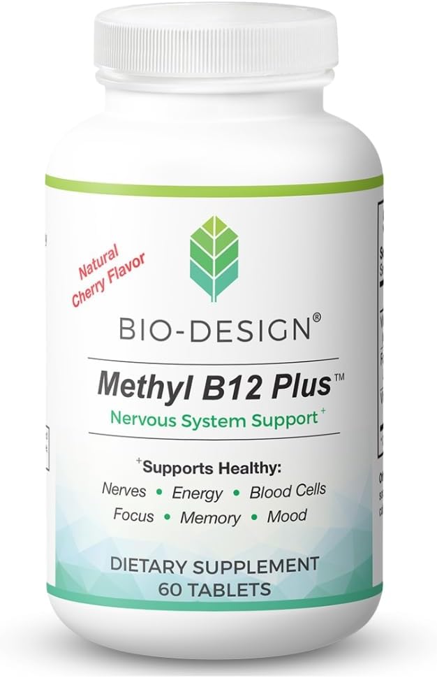 Methyl B12 5000 mcg Plus Folate Supplement - Methylcobalamin, L- methylfolat - Methylerede og biotilgængelige - Understøtter sundt nervesystem, energimetabolisme, & hjernesundhed - 60 tabletter