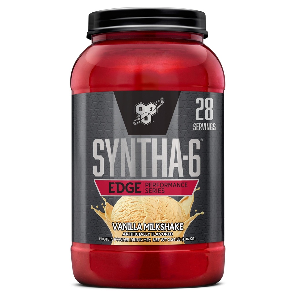 BSN SYNTHA- 6 Edge Protein Powder, Vanilla Protein Powder with Hydrolyzed Whey, Micellar Casein, Milk Protein Isolate, Lavsukker, 24g Protein, Vanilla Milkshake, 28 Servere
