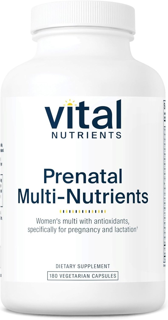 Vital Nutrients PreNatal Multi-Nutrients | Women's Prenatal Multivitamin/Mineral Formula with Potent Antioxidants | Vegetarian | Gluten, Dairy, Soy Free | Non-GMO | 180 Capsules