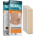 NUVADERMIS Silicone Scar Sheets - Ekstra lange Scar Sheets for C- Section, Tummy Tuck, Keloid, og Kirurgiske Scars - Genanvendelige Medical Grade Silicone Scar Sheets - Pack of 4 - Light Tone