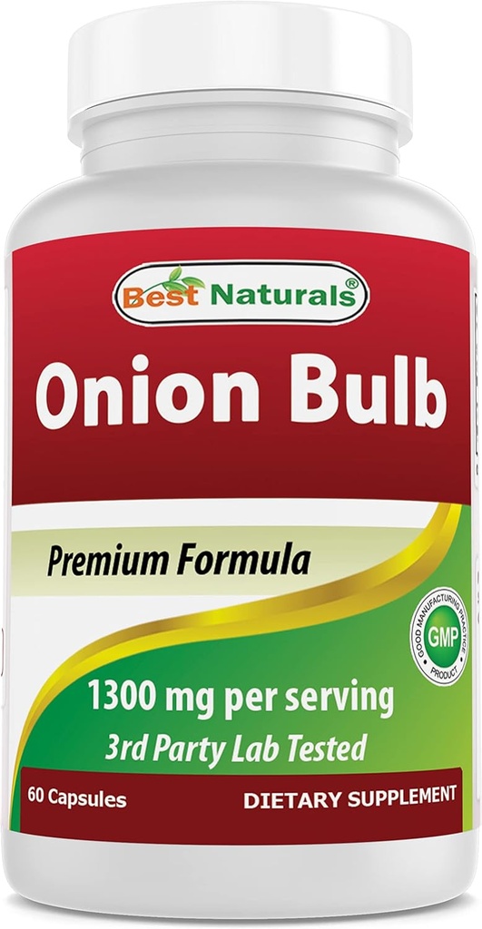 Bedste Naturals Onion Tørret Bulb 1300mg per servering - 60 kapsler - Også kaldet (Allium Cepa)