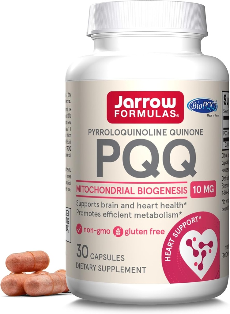 Jarrow Formulas ® PQQ 10 mg, Kosttilskud, Heart, Brain, og Metabolisme Support, 30 Veggie Kapsler, 30 Day Supply