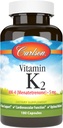 Carlson - Vitamin K2 MK-4 (Menatetrenon), 5 mg, Vitamin K supplement, Knoglestøtte, K2 Vitamin, Soy- Free, Vitamin K-2, 180 Kapsler