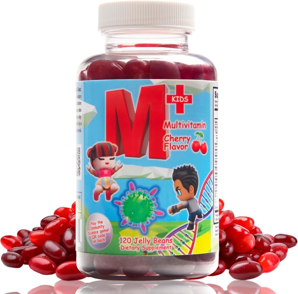 Kids Daily Multivitamin Jellybeans -- Natural Cherry Flavor - Non-GMO - Gluten Free - Vegansk Friendly