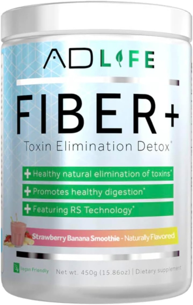Project AD Fiber+ Vegan Fiber Supplement Powder, Supports Gut Health and Digestive Regularity (Strawberry Banana, 16.4 oz)