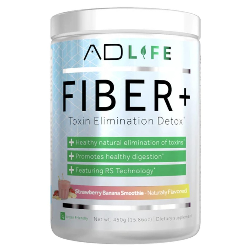 Projekt AD Fiber + Vegansk Fiber Supplement Pulver, Understøtter Gut Sundhed og fordøjelse Regularitet (Strawberry Banana, 16.4 oz)