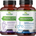 Zazzee Myo- Inositol kapsler og USDA Organic Vitex kapsler, Vegan, Non- GMO og All- Natural