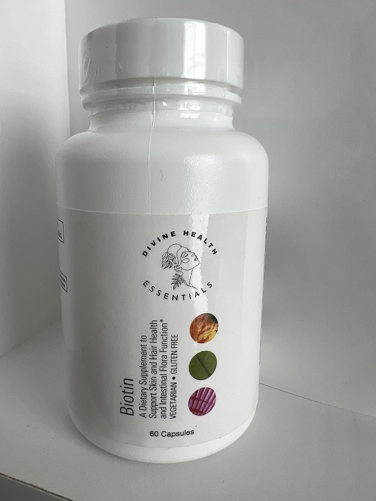 Biotin - 2000 mcg - 60 kapsler understøtter hud og hår sundhed. Understøtter Intestinal Flora Funktion Vegetarisk og Gluten fri