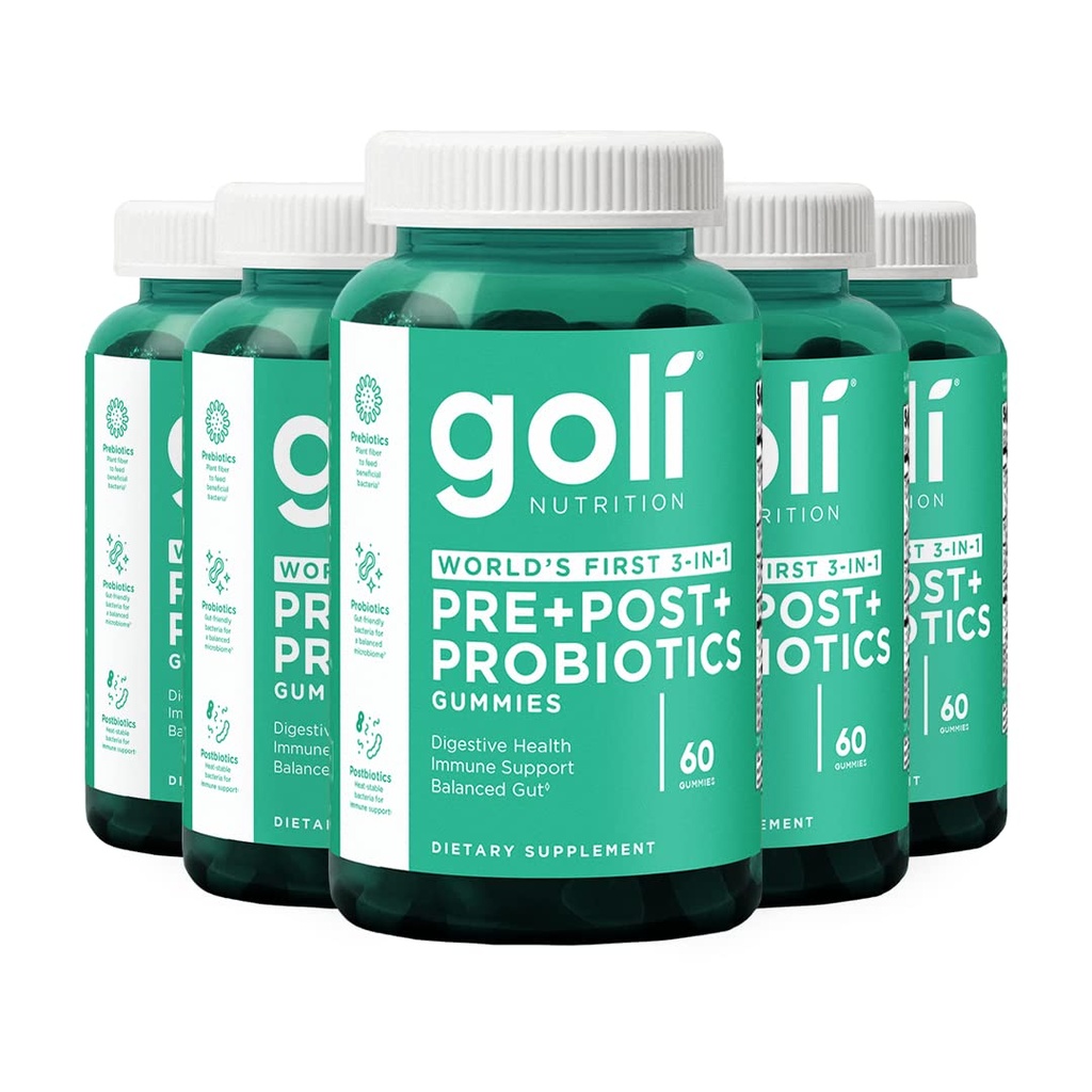 Goli Nutritional Supplement, Pre + Post + Probiotika Gummy - 300 Count - World 's First 3- in-1 Gluten- Free, Vegan, Non- GMO, og Gelatin- Free.