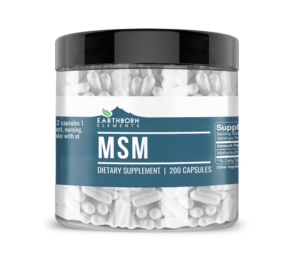 Elements Methylsulfonylmethan (MSM) 200 Kapsler, ikke- GMO, Easy- to- Take Caps