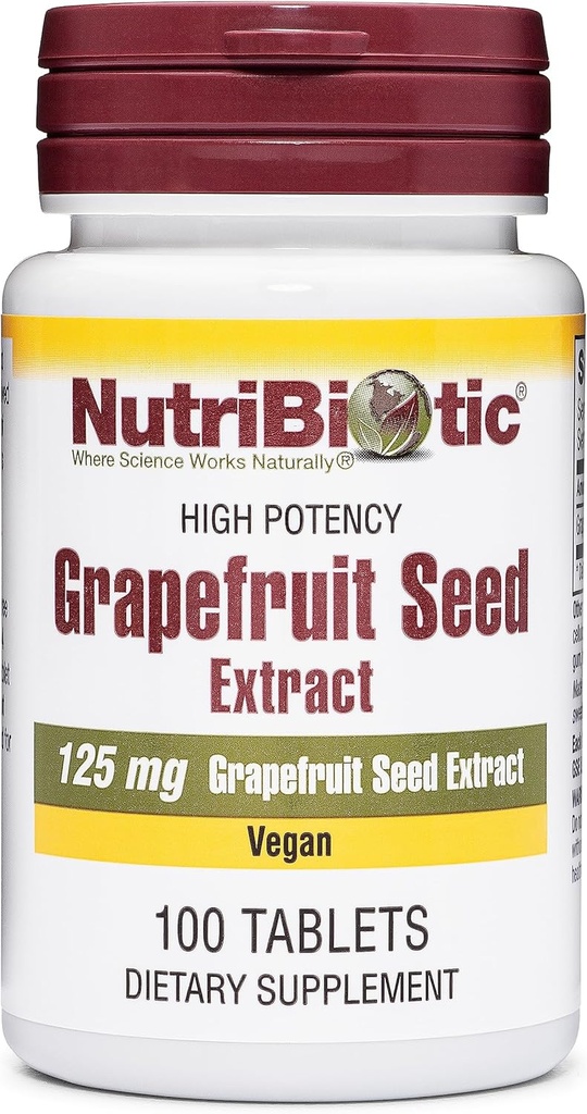 NutriBiotic - Grapefrugt Seed Extract Tablets 125mg, 100 Greve ttesmå 124; Premium Grade GSE med Bioflavonoider ttesmå 124; Potent immunforsvar & Samlet helbredssupportunition