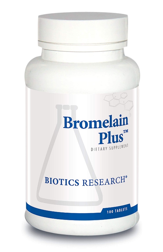 Bioetik Forskning Bromelain Plus Lactose Free Dairy Free fordøjelsesstøtte, understøtter sund og balanceret fysiologisk pathways, muskelafslapning og komfort, Bromelain 2500 MCU g, Papain 100 tabletter