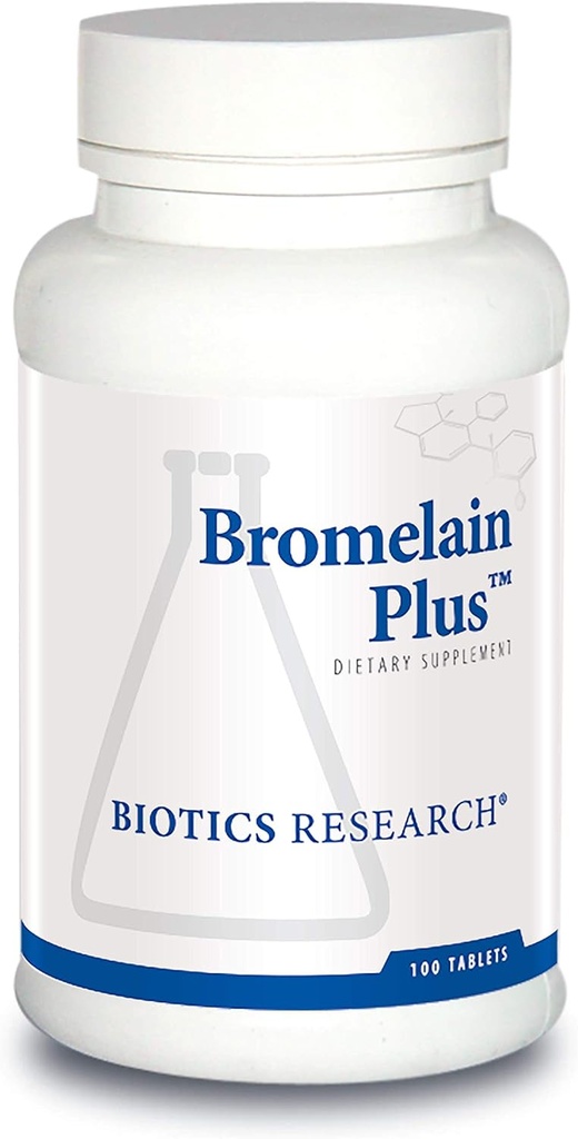 Bioetik Forskning Bromelain Plus Lactose Free Dairy Free fordøjelsesstøtte, understøtter sund og balanceret fysiologisk pathways, muskelafslapning og komfort, Bromelain 2500 MCU g, Papain 100 tabletter