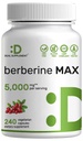DEAL SUPPLEMENT Berberine Max tillæg med gurkemeje, 5,000mg per servering, 240 Veggie Kapsler - 97% Pure Berberine HCl - 20: 1 Gurkemeje Root Extract - Vegetarisk Friendly, Non- GMO