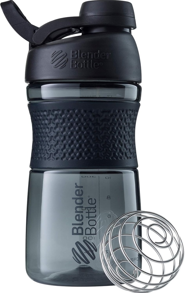 BlenderBottle SportMixer Shaker Flaske Perfekt til Protein Shakes og Pre Workout, 20-Ounce, Sort