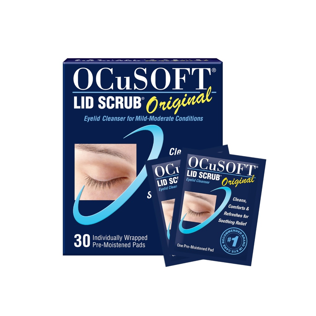 OcuSOFT Lid Scrub Original Eyelid Cleanser - Præ- fugte Eyelid Wipes for Mild to Moderate Conditions - Eyelid Cleanser til Clean, Comfort & Soothe Irriterede Øjenlåg - 30 Greve