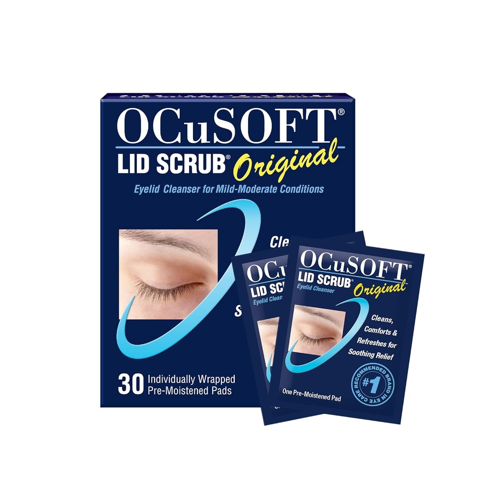 OcuSOFT Lid Scrub Original Eyelid Cleanser - Præ- fugte Eyelid Wipes for Mild to Moderate Conditions - Eyelid Cleanser til Clean, Comfort & Soothe Irriterede Øjenlåg - 30 Greve