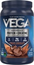 Vega Protein + Creatin - 30g Plantbaseret Protein, Chokolade, 13 Servering, 3g Creatin, 5g BCAA, Vegan, Keto, Gluten Free, Dairy Free, Low Carb, for Muscle Growth & Repair, Drink Mix, 23.4oz
