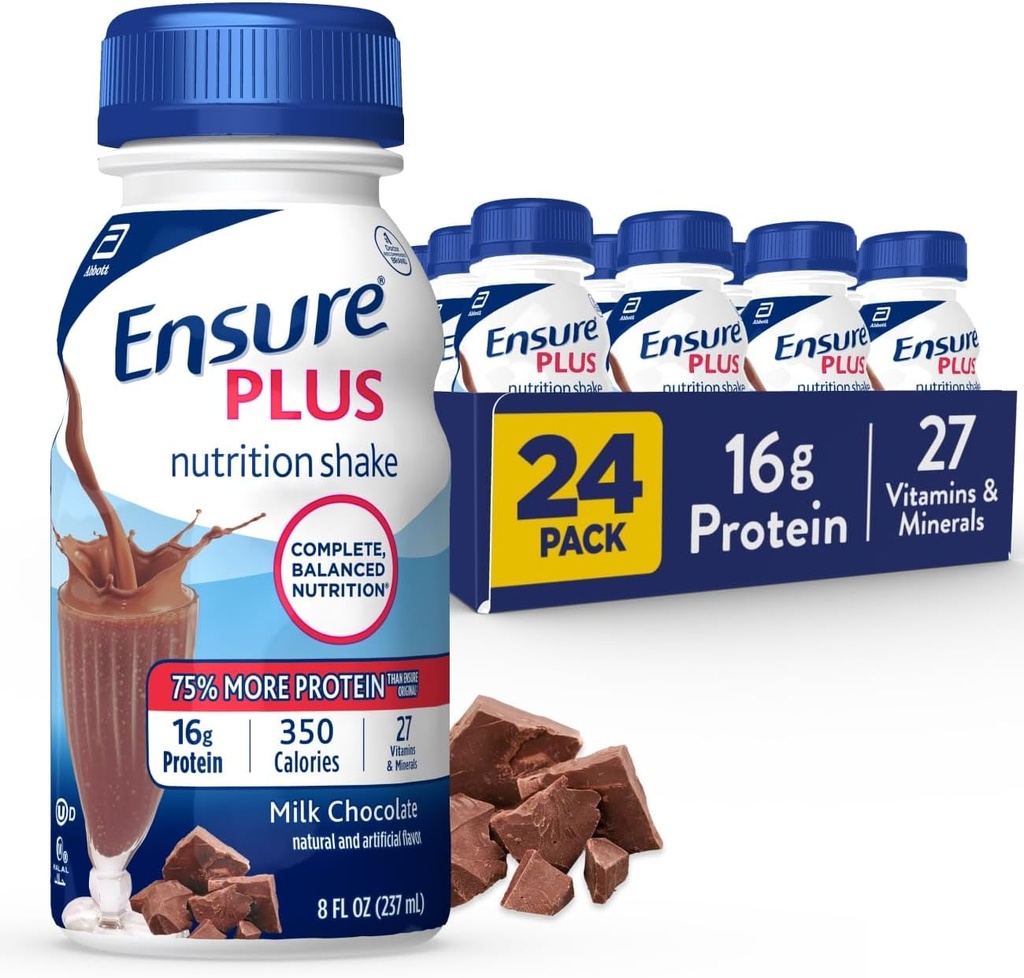 Sikre Plus Nutrition Shake med 16 grams protein, Meal udskiftning Shakes, Milk Chocolate, 8 Fl Oz (pakke med 24)