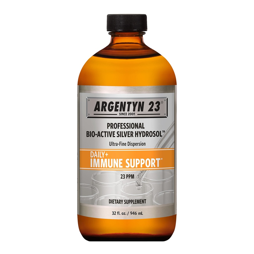 Argentyn 23 Professional Immunsupport - Kolloid Sølv, Bio- Active Silver Hydrosol, 23 ppm, Flydende Twist Top, 32 Fl Oz (946 mL)
