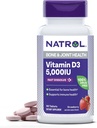 Natrol Fast Opløs vitamin D3 5000 IE, Kosttilskud til ben og fælles sundhed, Knogletilskud, 90 tabletter, 90 dages forsyning