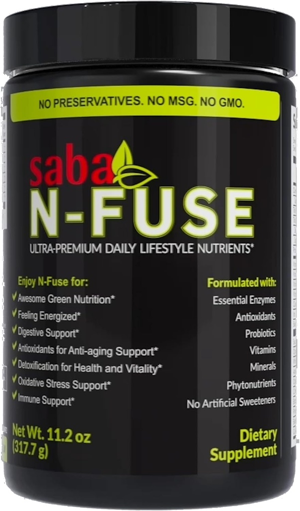 Saba N- fuse: Super Green for immunforsvar, fordøjelse, & energi (30 Servere)
