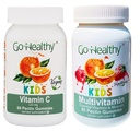 Go Healthy Multivitamin Gummies (1 Bottle) and Vitamin C Gummies (1 Bottle) for Kids, Toddlers, Vegetarian, Kosher & Halal, Gluten Free, Non-GMO Bundle
