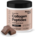 Perfect Keto Collagen Peptider Protein Powder med MCT Oil, Hydrolyzed Collagen, Type I & III tillæg, Gluten Free, Grass Fed, Low Carb, Keto Coffee Creamer, Collagen til kvinder & mænd, Chokolade