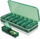 Pill Box og Organizer 2 gange om dagen, Ugentlig rejse sag for vitaminer, fiskeolier + 2 Aftagelige Cute Organizers (Green)