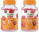 Levende zink 25mg Kids + D-vitamin Kids, Gummies Bundle - Great Tasting, Vitamin Supplement, Gluten Free, GMO Free, Chewable Gummy