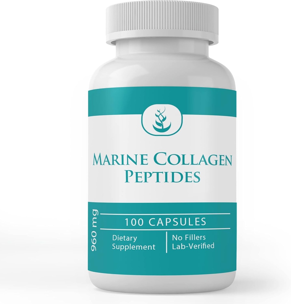 PURE ORIGINAL INGREDIENSER Marine collagen peptider, (100 kapsler) Altid ren, ingen tilsætningsstoffer eller fyldstoffer, Lab Verified