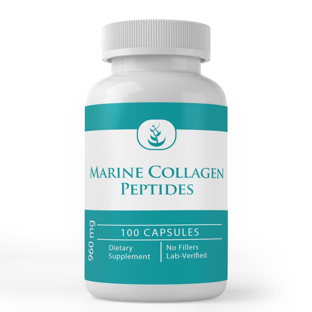 PURE ORIGINAL INGREDIENSER Marine collagen peptider, (100 kapsler) Altid ren, ingen tilsætningsstoffer eller fyldstoffer, Lab Verified
