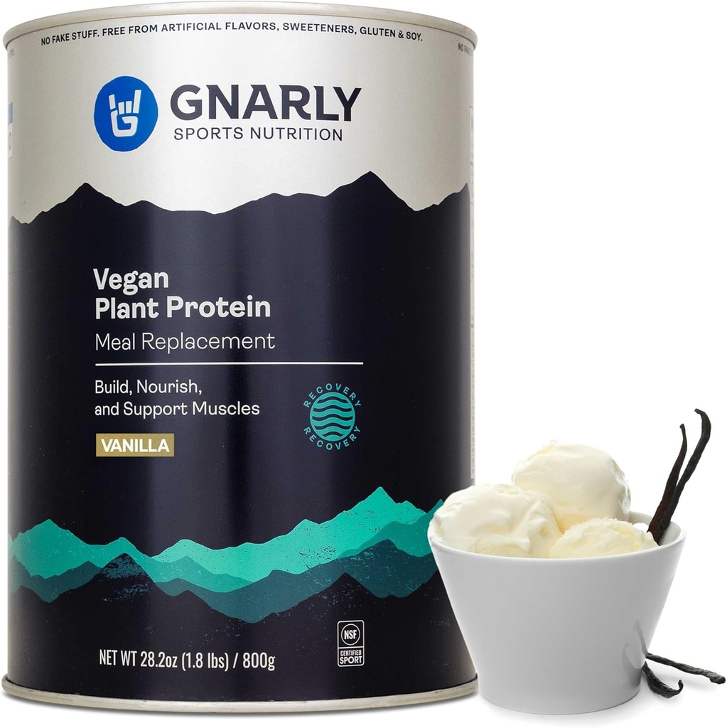 Garly Nutrition Vegan Plant Protein - Vanilla Vegan Protein Powder, NSF Sport Certified - Meal Erstatning, Daily Nutritiional Boost - Lactose Free Powder - Vanilla, 28.2 oz