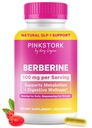Pink Stork Berberine 500mg - Nature 's GLP-1 Supplement - Daily AMPK Metabolic Activator - 500- 1000 mg Metabolisme + Gut Sundhed for kvinder