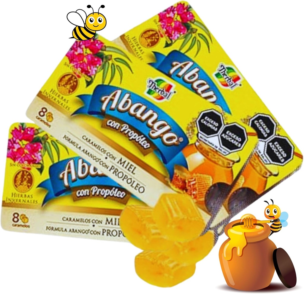 Abango & Propolis Cough Drop Trays - 8 individuelt indpakket Drops Hver - Vinter Herbal Blend, Lækker Flavor (3 Pack) - Dulces para la TOS con Abango & Propóleo - Kosttilskud