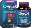 Bluebonnet Nutrition Omega-3 Heart Formel Natural Wild Caught Triglycerid Form DHA 600 mg EPA 800 mg - Højt koncentreret Heart Health Support Supplement - Gluten- Free - 60 Softgel