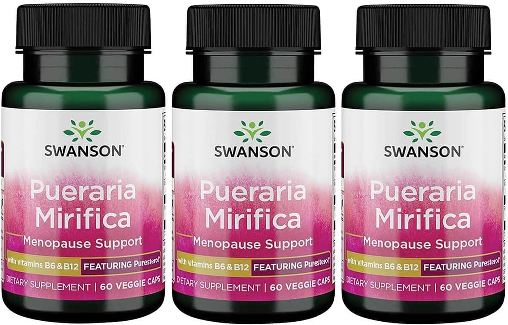 Swanson Pueraria Mirifica med B6 '&' B12 - Med Puresterol 60 Veg Caps 3 Pack