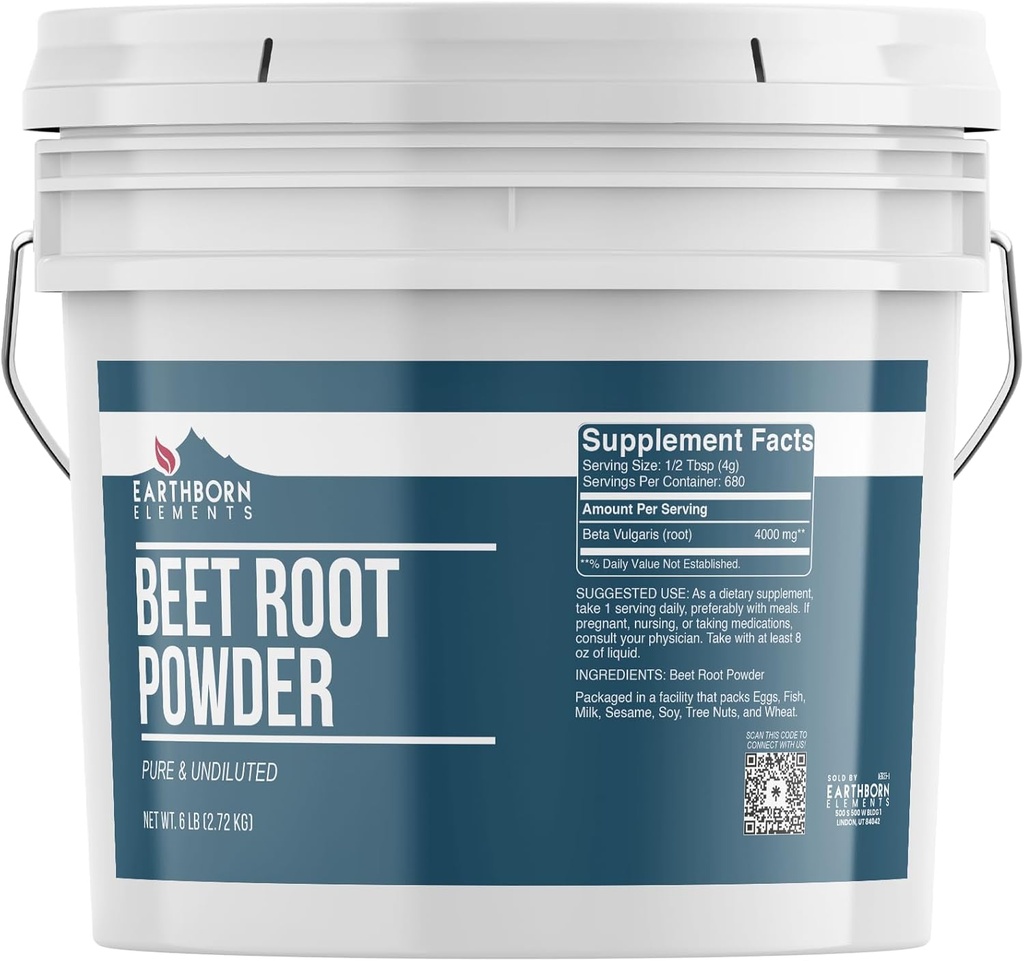 Earthborn Elements Beet Root Powder 1 Gallon Bucket, Pure & Ufortyndet, Smoothies & Shakes