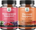 Bundle af komplet herbal menopause supplement til kvinder for natten sveder Mood og mere med Dong Quai Vitex Chaste Berry og Herbal Thyroid Support Complex Mood Enhancer Energy Supplement til Thyroid