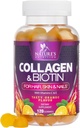 Collagen Gummies med 2500mcg biotin, C-vitamin & zink - Hydrolyzed Collagen Peptid Type 1 & 3 Supplement - Avanceret hår, hud & negle vækst støtte til kvinder & mænd, Gluten fri, ikke-GMO - 120 Greve