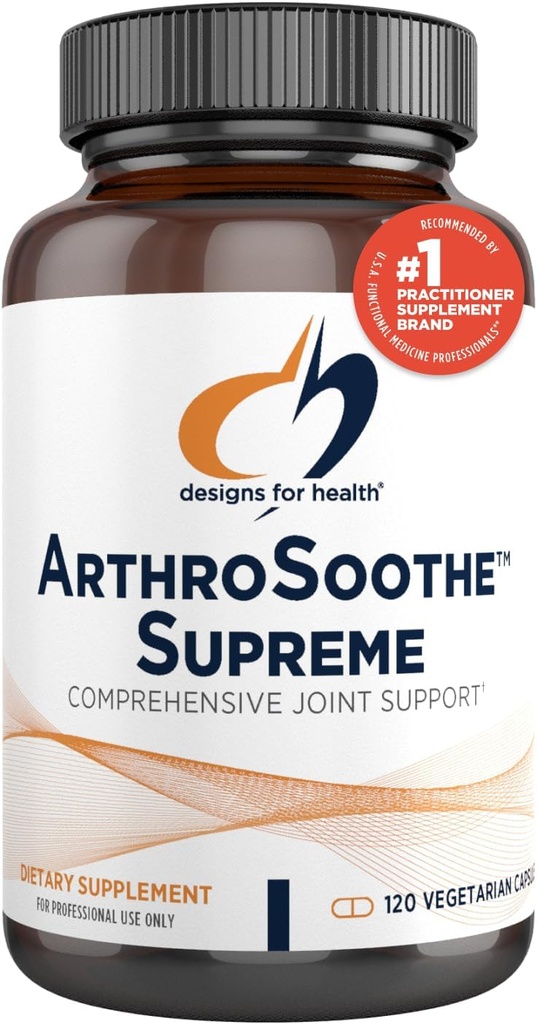 Design for sundhed ArthroSoothe Supreme - fælles supporttillæg til voksne med Glucosamine Sulfate, Quercetin, Green Lipped Mussel, MSM, Kinesisk Skullcap + Mere - Non- GMO (120 kapsler)
