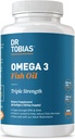 Dr. Tobias Omega 3 Fish Oil, 2000mg Triple Strength with 800mg EPA 600mg DHA Per Serving, Fish Oil Omega 3 Kosttilskud til hjerte, hjerne & immunforsvar, 60 Softgels, 30 Servere