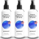 Organic Magnesium Spray - 8oz (3- Pack) - 100% Pure Magesium Oil, Fast Absorbent, Magnesium Spray til Feet & Body, USP Grade
