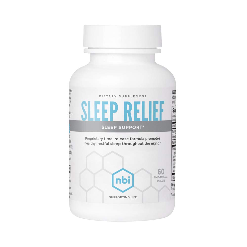 NBI Sleep Relief Melatonin Natural Formel 124; Lindrende Sengetid Supplement 124; Sleep Support med Magnesium og L- Theanine