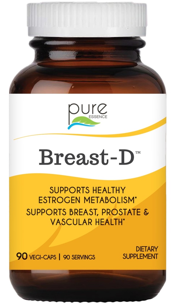 Bryst D af Pure Essence - Natural Supplement til Østrogen Balance, Hormonal Acne, og Menopause Support med vitamin D3, Calcium, Green Tea & Lycopene - 90 kapsler