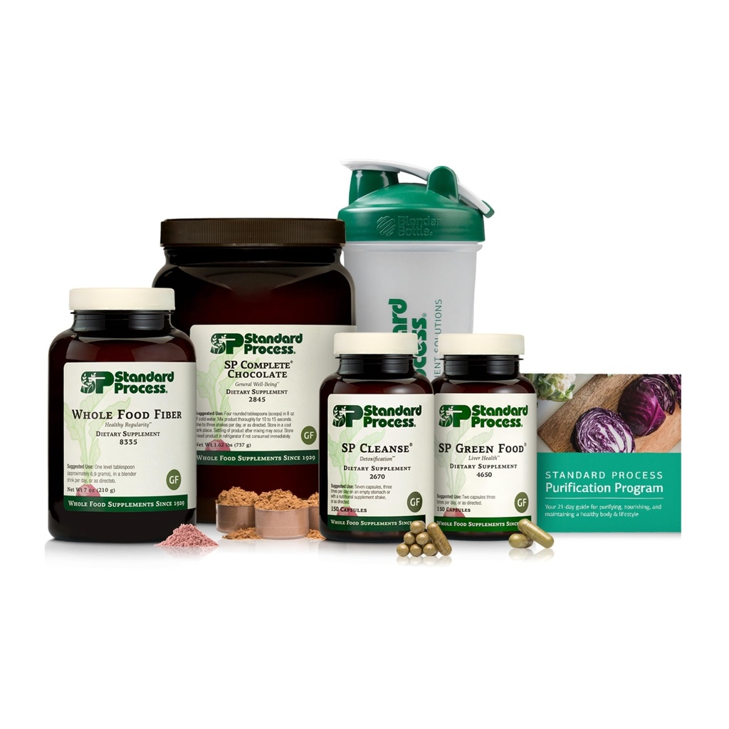 Standard Process Rensning Kit med SP Complete & Whole- Food Fiber - Detox & Leverstøtte - Whole Food- Based Fiber Kit til opretholdelse af en sund krop - 21-dages program - Chokolade