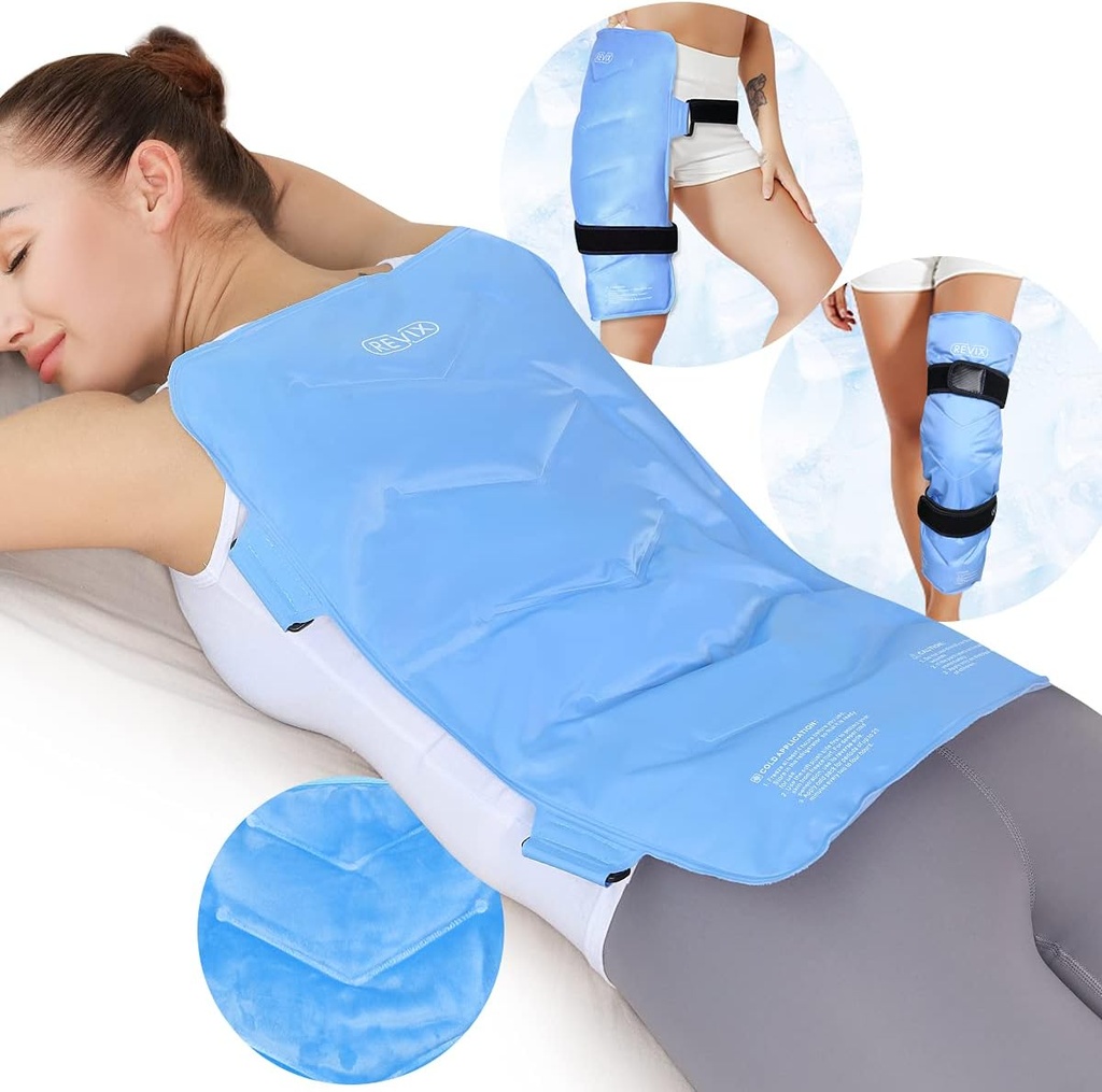 REVIX XXL fuld tilbage Ice Pack Wrap, Genbrugelig Gel Cold Compress for Upper and Lower Back, Long- Lasting Fleksibel Ice Pack til muskeltræthed, ømhed, og efter-workout Inddrivelse