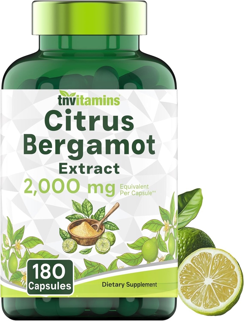 tnvitamins Citrus Bergamot 2000mg - 180 Capsules - 124; Ultra Potent Citrus Bergamot Supplement 2000 mg Per 1 Capsule Serving - 124; 6 Monthly Supply - 124; Non- GMO - 124; Lavet i USA!