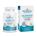 Nordic Naturals Ultimate Omega + CoQ10, Lemon - 60 Soft Gels - 1280 mg Omega-3 + 100 mg CoQ10 - Heart Health, Cellular Energy, Antioxidant Support - Non- GMO - 30 Serveringer